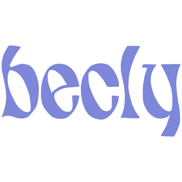 Blue-ish purple text that says "becly"