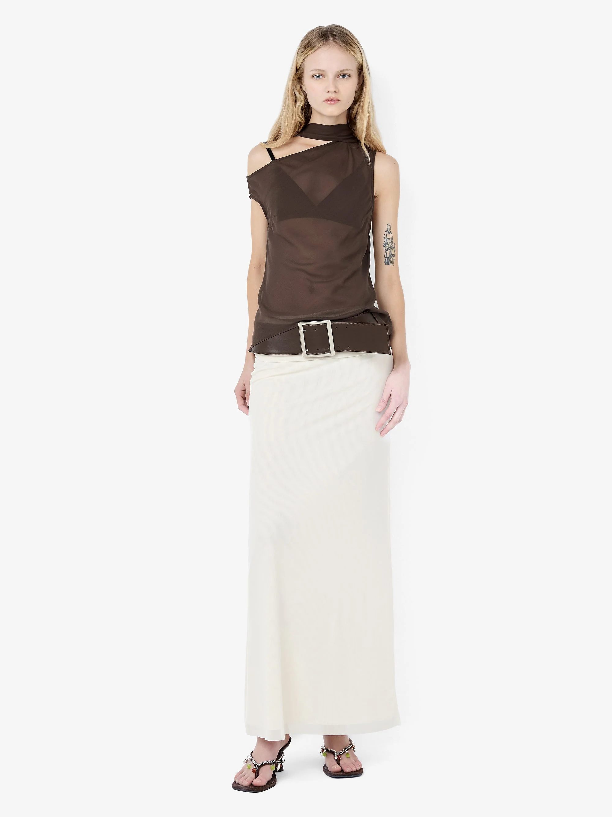 AUGUSTIN SCARF TOP - DARK CHOCOLATE - Image 2