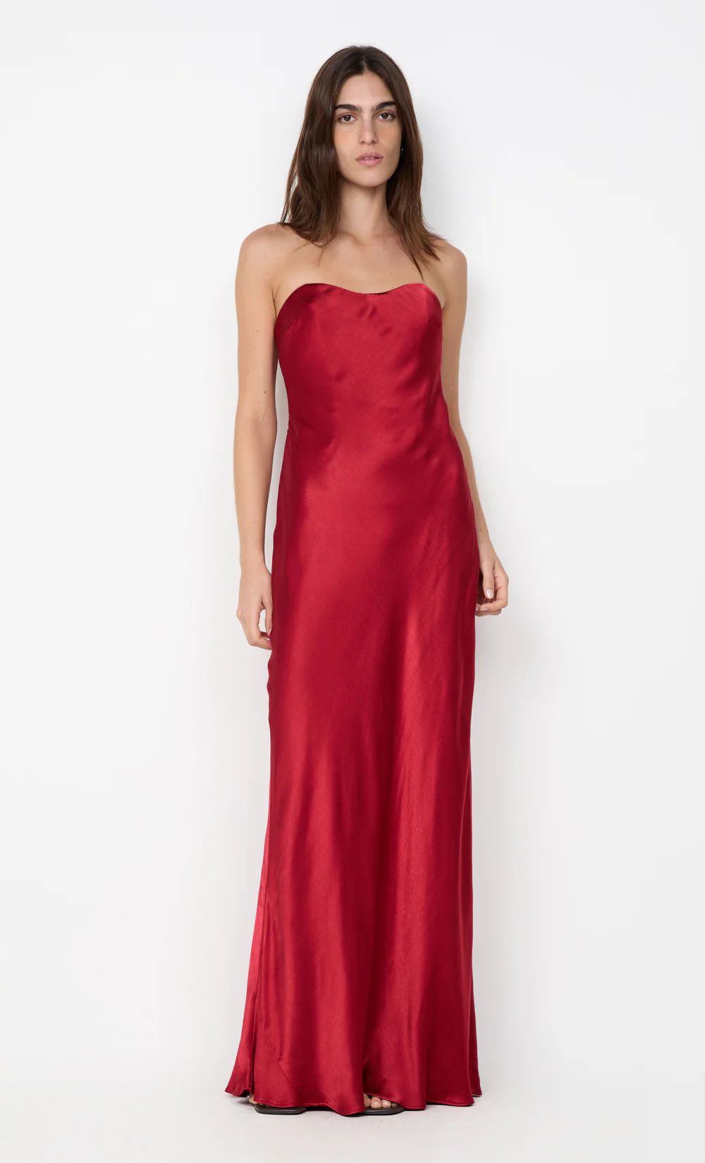 CINDER STRAPLESS MAXI DRESS - CHERRY - Image 3