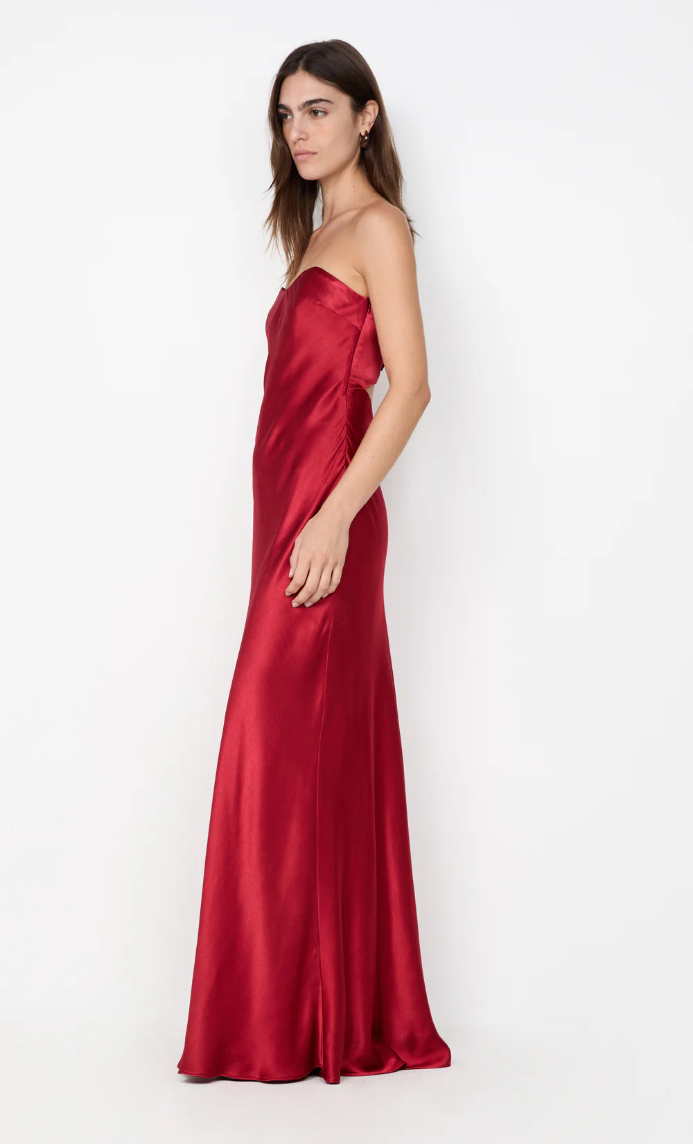 CINDER STRAPLESS MAXI DRESS - CHERRY - Image 4