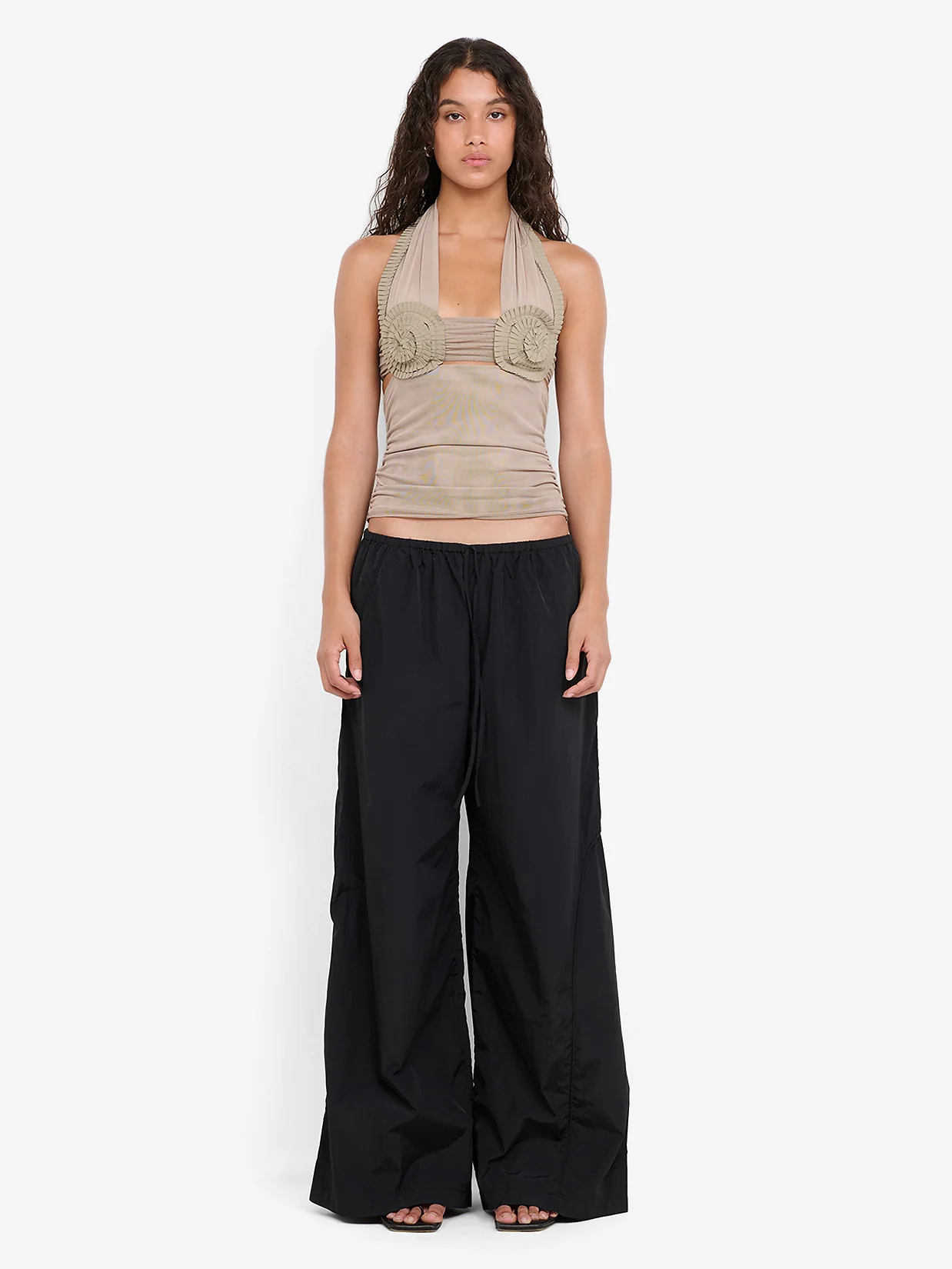 DANTE SPIRAL HALTER TOP - TAUPEE
