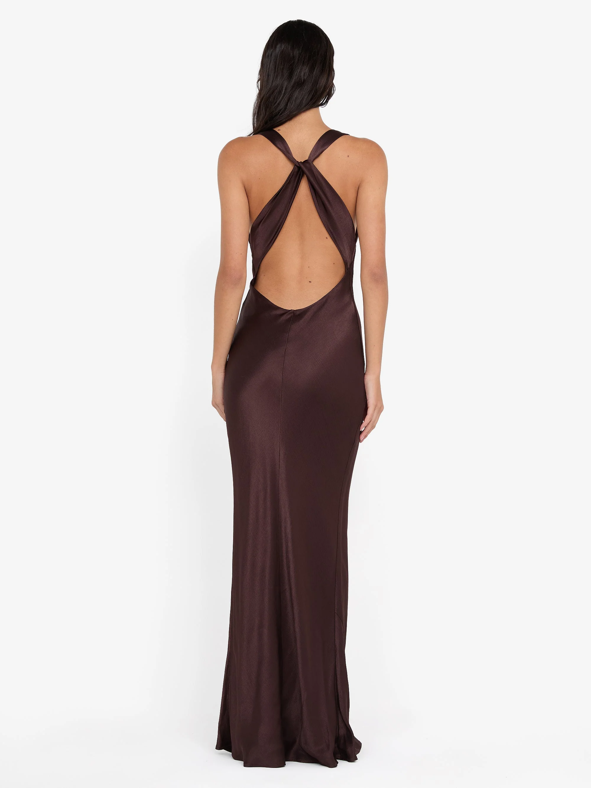 GIA HALTER MAXI DRESS - DARK CHOCOLATE - Image 2