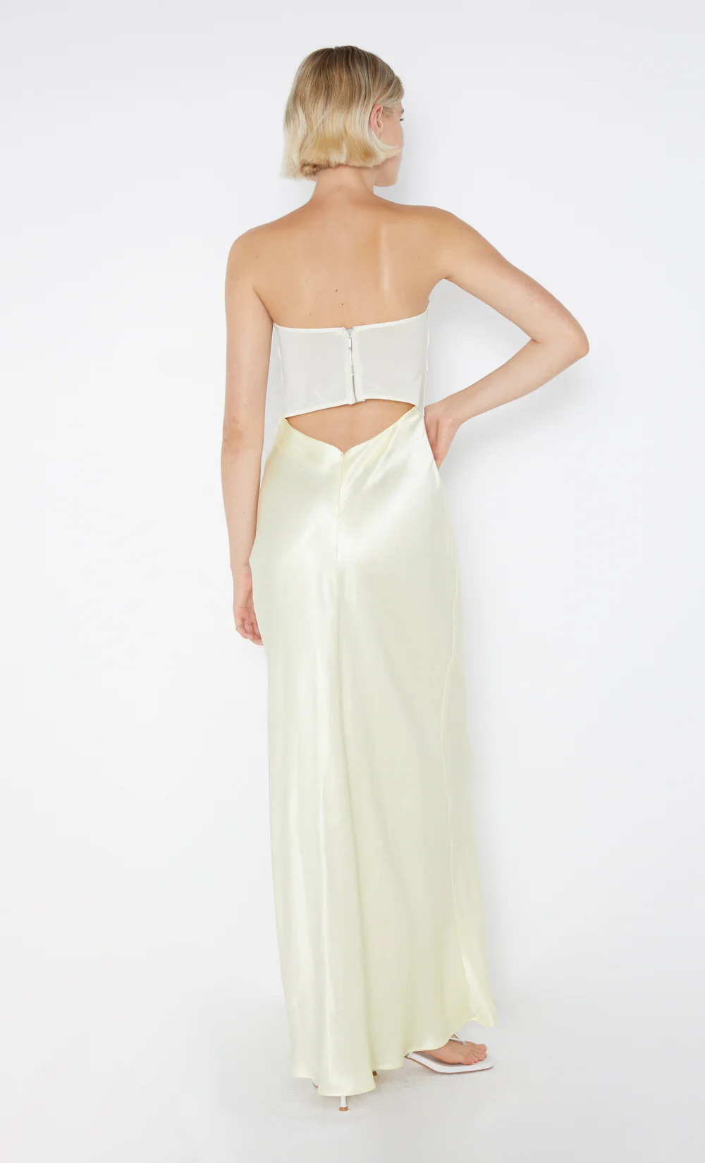 HALLE STRAPLESS DRESS - ICE YELLOW - Image 2