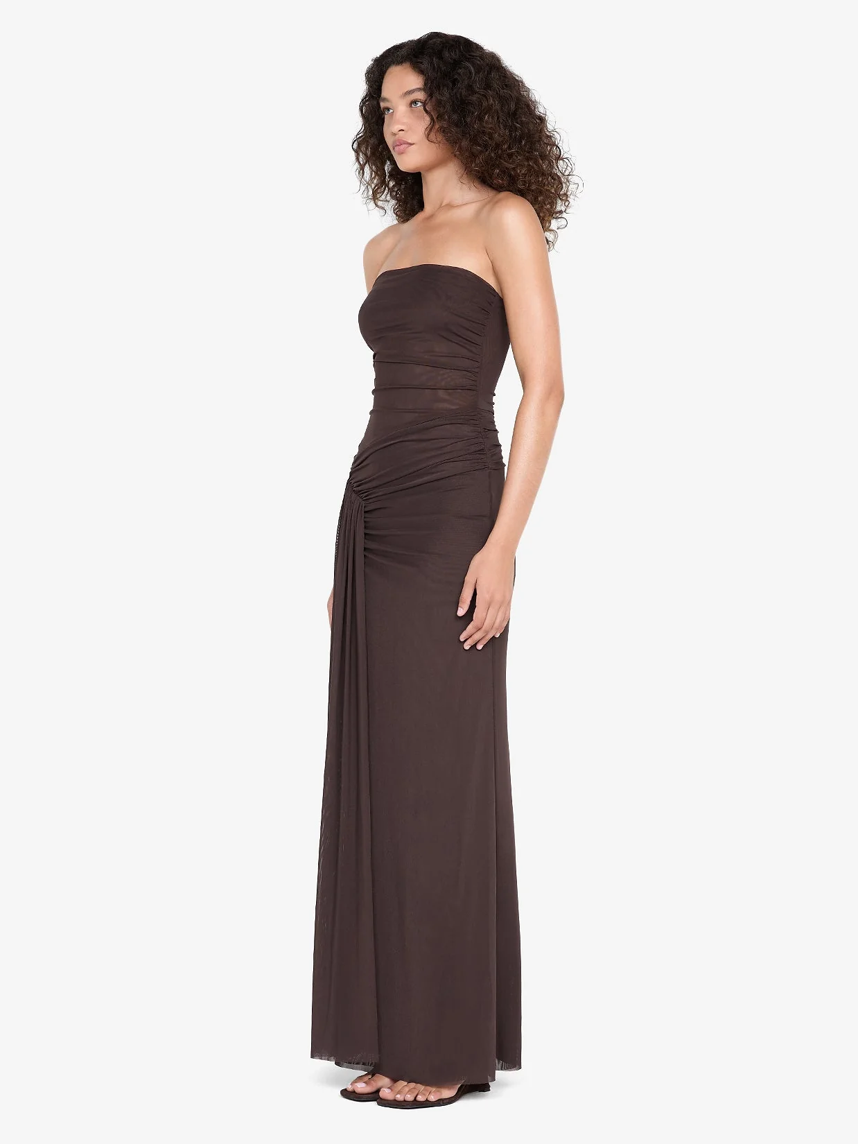 IDA STRAPLESS DRESS - DARK CHOCOLATE - Image 4