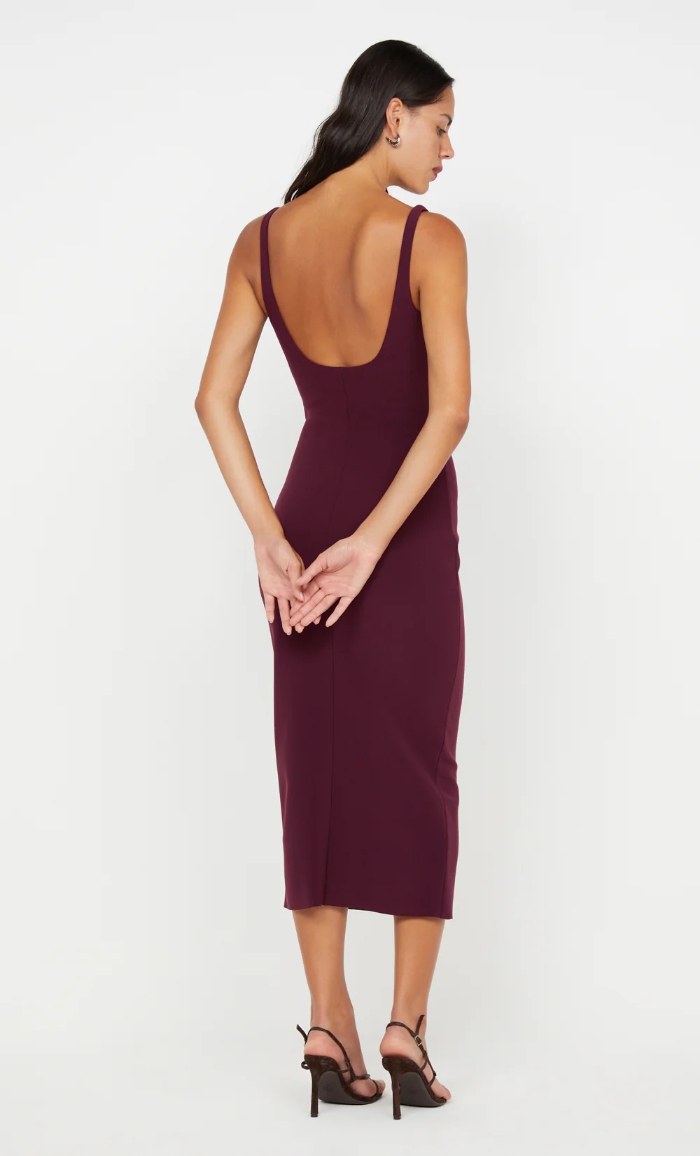 KARINA TUCK MIDI DRESS - PLUM - Image 3