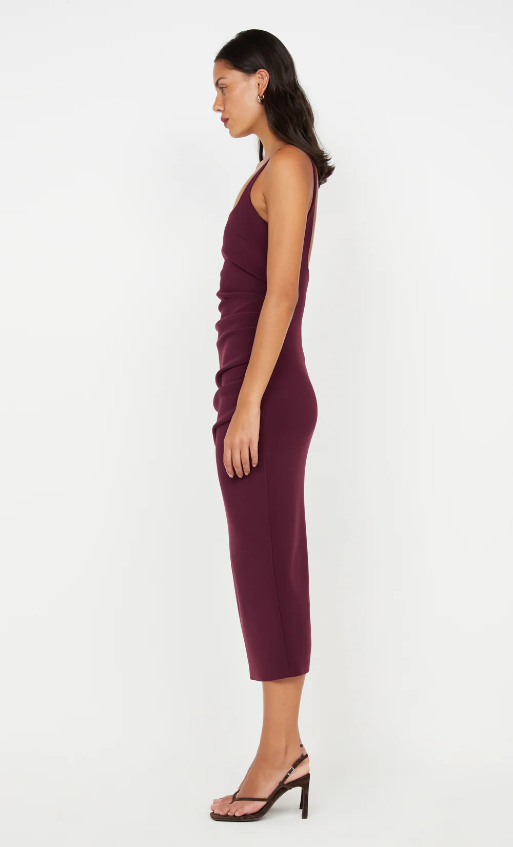 KARINA TUCK MIDI DRESS - PLUM - Image 5