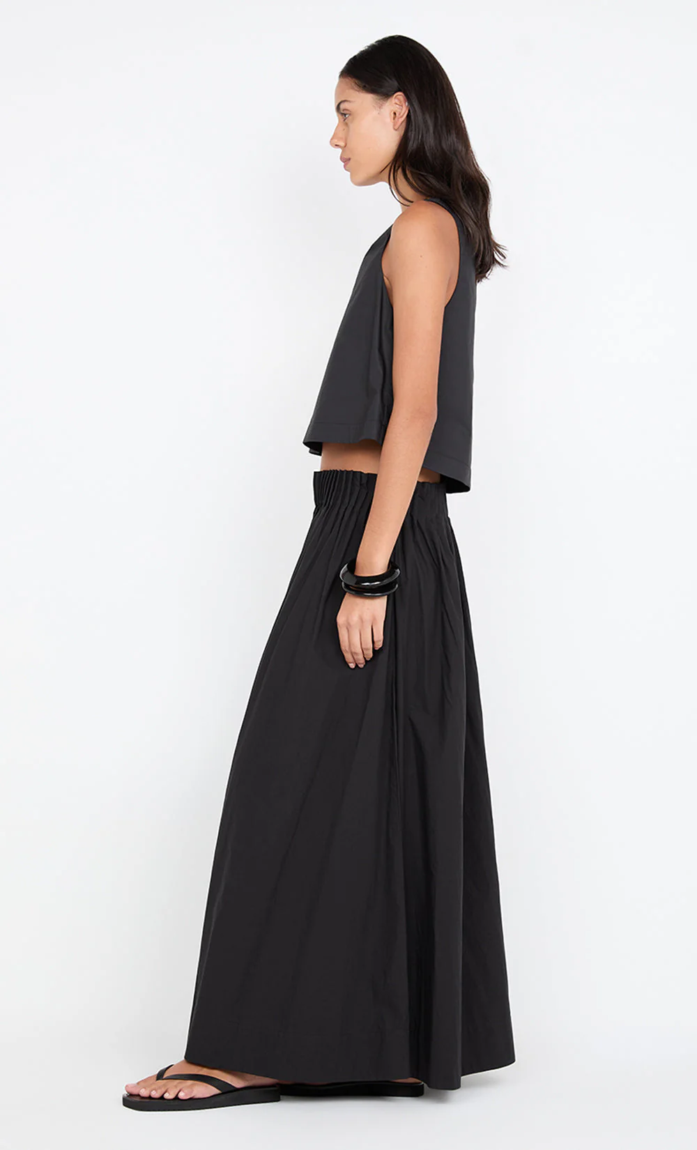 ALUCA PINTUCK MAXI SKIRT - BLACK - Image 3