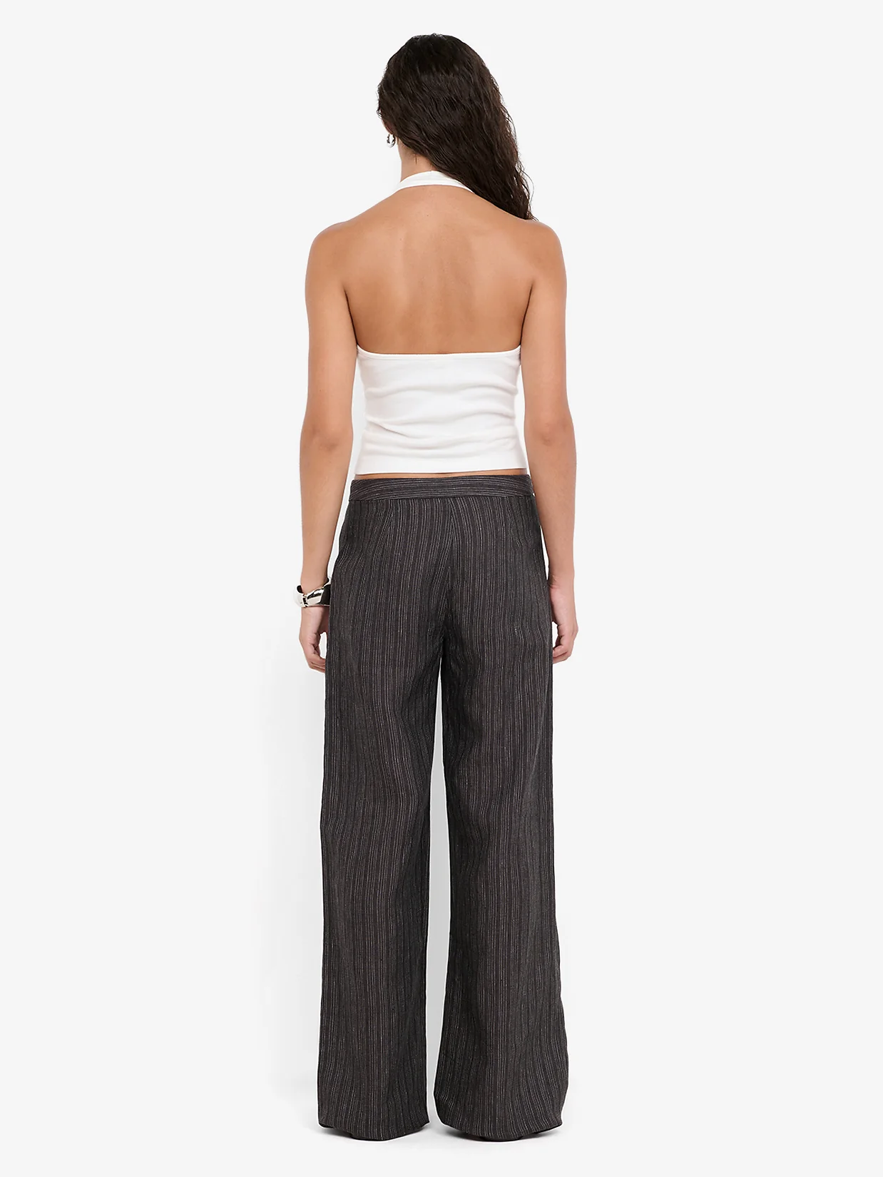 ZURI STRAIGHT LEG PANT - CHARCOAL STRIPE - Image 4